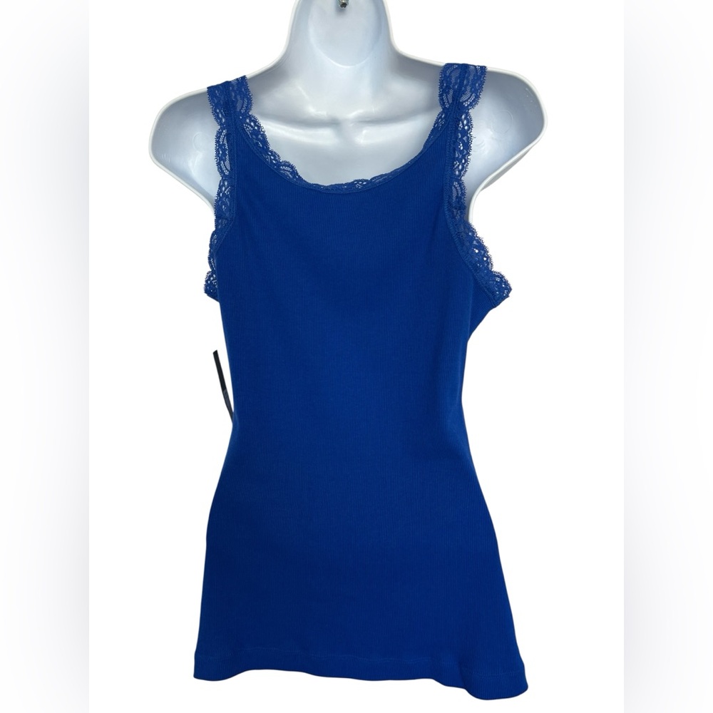π π NWT APT. 9 Essentials Cobalt Bay Lace Trim Tank Top | Womenβs Size Medium - Picture 5 of 9